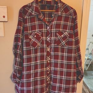 Torrid, size 3, plaid print button down top
